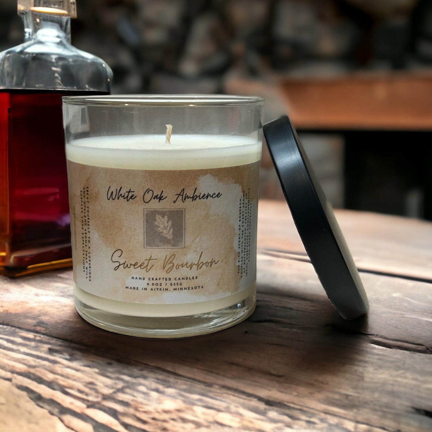 Sweet Bourbon Scented Candle - White Oak Ambience Container Candle