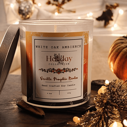 Vanilla Pumpkin Brulee Candle - White Oak Ambience Container Candle